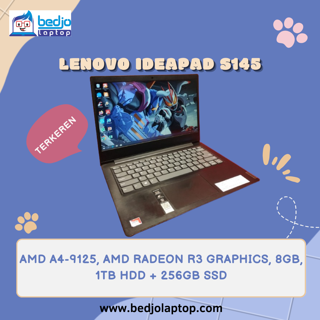 TERBARU, 085-851-8888-26, LENOVO IDEAPAD S145, AMD A4-9125, Laptop Lenovo Ideapad, Laptop Lenovo Second, Laptop Lenovo Amd A9, Laptop Lenovo Thinkpad